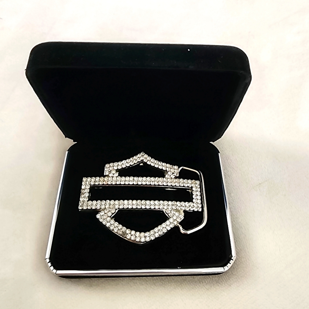 Harley-Davidson Bar & Shield Logo Rhinestone Bling 2006 Ladies Belt Buckle W/Box
